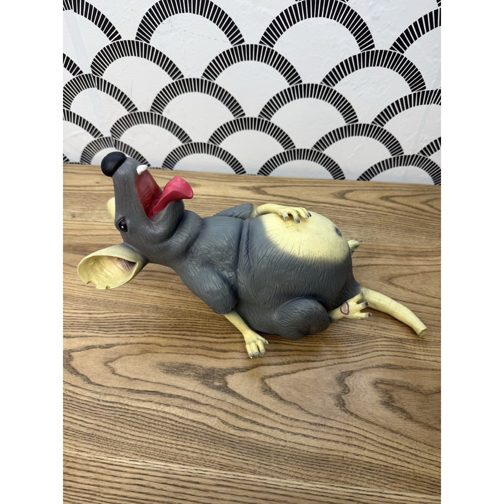 Vintage Gemmy Halloween Gray Fat Rat 15" Talking Animated Rubber Works - READ